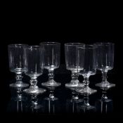 Set of six wine glasses circa 1820, of plain form (slight differences), 13.5cm high