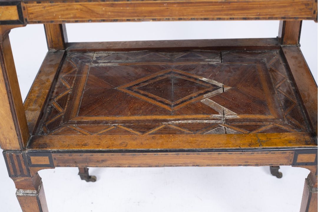 Marble and walnut side table Dutch, 18th Century with inlay to the supports and shelf, 60cm x - Image 5 of 6