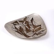 WMF 'Ikora' silver plated dish circa 1960's, etched and patinated with a modernist design based on a