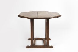 Cotswold School occasional table oak, with four plank top on chamfered legs, 71cm wide x 57cm high