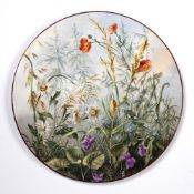 Boch Freres Keramis ceramic charger with floral decoration, with black mark and impressed code to