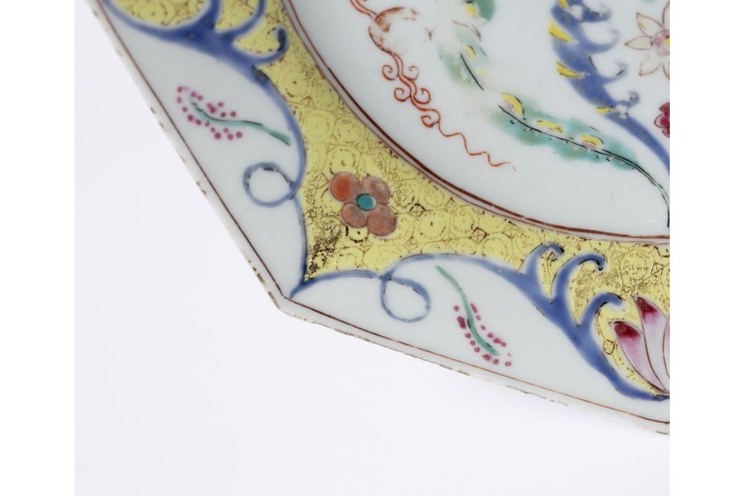 Pair of porcelain 'Armorial' octagonal plates Chinese, Yongzheng period each probably London - Image 3 of 4