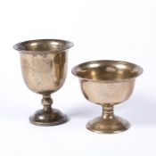 Two chalice form singing bowls Tibetan, 18th/19th Century of bronze alloy, the fundamental and rim