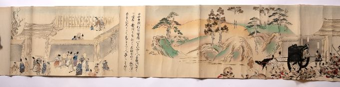 Painted handscroll (Emaki) Japanese ink, colour and gold on paper, comprising of various painted