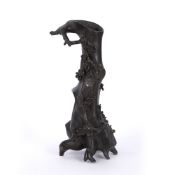 Bronze model of a tree Chinese with stylised flowers and branches, 33cm high