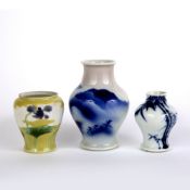 Three miniature vases Japanese, Meiji period (1868-1912) the largest depicting a pine forest set