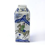 Qajar vase Iran, 19th Century two panels depicting figures on horseback, the other two depicting