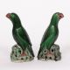 Pair of porcelain models of green glazed parrots Chinese, 19th Century Kangxi-style with black eyes, - Image 2 of 5