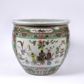 Famille verte fish tank Chinese, late 19th/early 20th Century painted with panels of antiques within