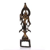 Gilt metal model Bodhisattva Chinese on an open square base, 13.5cm