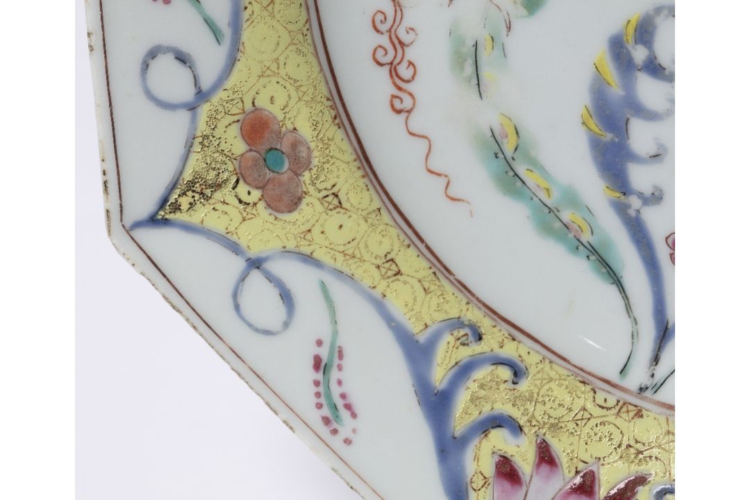 Pair of porcelain 'Armorial' octagonal plates Chinese, Yongzheng period each probably London - Image 4 of 4