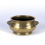 Bell bronze ting shaped incense burner Chinese the bombe style body decorated with animal mask