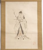 Otake Chikuha (1878-1936) 'Portrait of a scholar' watercolour on paper (scroll) panel measures