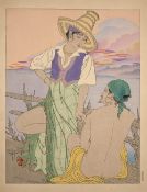 Paul Jacoulet (1896-1960) 'Sunset in Menado, Celebes' Japanese woodblock print, signed in pencil