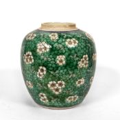 Ginger jar Chinese, 19th/20th Century in cracked ice decoration on green ground, with four character