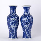 Pair of blue and white baluster vases Chinese, 19th Century each decorated with prunus blossoms