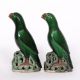 Pair of porcelain models of green glazed parrots Chinese, 19th Century Kangxi-style with black eyes, - Image 4 of 5