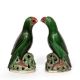 Pair of porcelain models of green glazed parrots Chinese, 19th Century Kangxi-style with black eyes, - Image 1 of 5