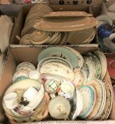 Four boxes of assorted decorative china wares to include Alfred Meakin part dinner service and a