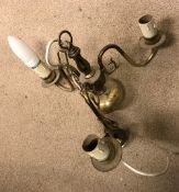 A brassed eight branch Dutch style electrolier,