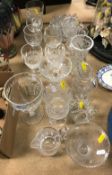 A collection of glassware to include a single facet cut rummer in the George III taste (probably