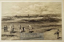 Brown, Michael (1853-1947) “ST ANDREWS – HIGH HOLE (Coming Home)” foursomes match annotated to the