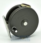 Fine Hardy Perfect 3 1/8” alloy trout fly reel – nickel agate line guide, black handle, smooth
