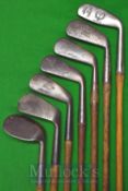 7x Various Irons including The Skelpie round soled long iron by the Rangefinder Golf Co., a Tom