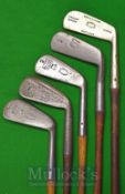 3x D Adams Irons with 2x by Nicol Zenith model a flanged sole iron by Tom Stewart, together with