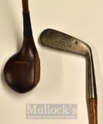 2x Tom Morris St Andrews Clubs to include a small head brassie with triangular sole insert and a
