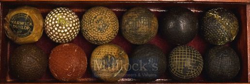 Interesting Selection of Various Early Golf Balls to include rubber core square mesh, Warwick
