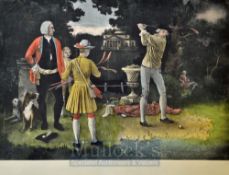 Josset, Lawrence (1910-1995) after THE PRACTICE SHOT- colour mezzotint of early 1800’s golfing scene