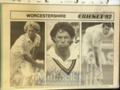 Worcestershire County Cricket Club Signed ephemera mostly newspaper and magazine cuttings