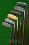 6x Assorted Anderson of Anstruther putters including a straight brass blade, a ridged back Magic