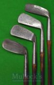 4x Matching Clubs for GC Anderson of Seascale in rustless metal and L mid-iron, a deep faced mashie,