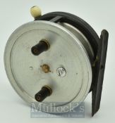 Fine Hardy Post War Super Silex 3.75” alloy casting reel – with ribbed brass foot, on/off rim