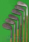 6x Assorted Irons to include a Tom Stewart mid-iron and mashie, a Jock Macdonald Excelsior mashie,
