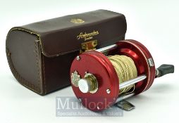 Abu Ambassadeur 6000 red multiplier reel, 3 screw, grooved end plates, single off white