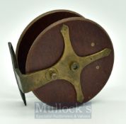 Ogden Smith sea reel, Fabros 4.5” example with brass star back and drum flange, tapered horn handles