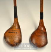 2x good size drivers – D. McKenzie Ramsay Golf Club Isle of Wight larege light stained persimmon