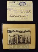 Francis Marion Bates Wimbledon Tennis Player from New Zealand A Telegram from King George VI