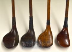 4x Assorted Socket Head Woods by maker’s St Andrews Golf Co driver, Fred Hodge Spoon, Wallis Brassie