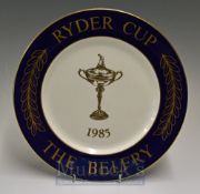Scarce 1985 Ryder Cup Golf Aynsley Bone China Commemorative Plate - played at The Belfry and limited
