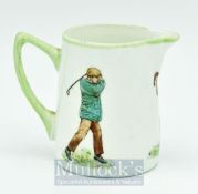 Scarce Triumvirate W & Sons Golf Series Ceramic Milk Jug: Vardon, Taylor, Braid illustrated to the