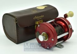 Abu Ambassadeur 6000 red multiplier reel, 4 screw, grooved end plates, single off white
