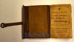 Ronalds Alfred – Fly Wallet 1862 original fold-over case with strap with approx 30 flies and some