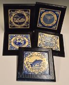 Original Framed Ceramic Tiles – Two Lakes Fishery 1977, 1978, 1979, 1980, 1981, framed tiles each