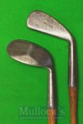 2x Unusual Irons including a Harry Vardon of Ganton mid-iron with diagonal deep face markings and an