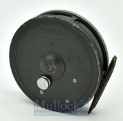 Hardy Eureka 3.5” alloy trotting reel - ventilated faceplate, twin black handles, correct ribbed