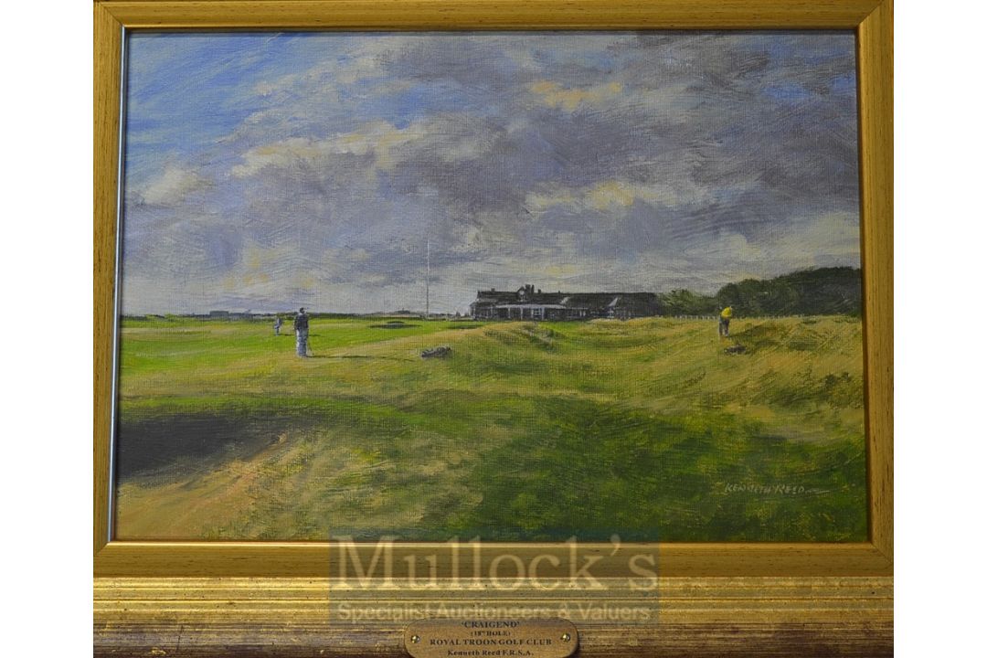 Reed, Kenneth FRSA “CRAIG END – (18TH HOLE) ROYAL TROON GOLF CLUB” oil on board -signed by the